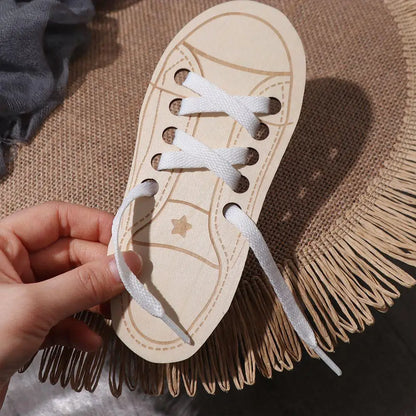 Teaching Tie Shoelaces Wooden Lacing Shoe Toy Tying Shoelaces Boards Learn to Tie Laces Toy Montessori Educational Toy
