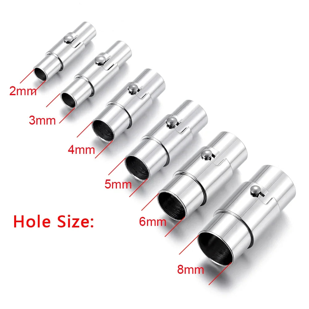 Stainless Steel 2-8mm Hole Strong Magnetic Clasp for Leather Cord with Safe Lock DIY Bracelet Jewelry Making Accessories