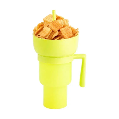 900-1000ml Large Capacity Beverage Popcorn Integrated Multifunctional Straw Cup Bowl Creative Snack Drinks Cup