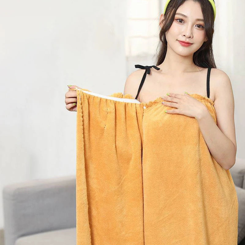 Women Bath Towel Absorbent Wearable Mircofiber Bathrobe Swimming Beach Blanket Sauna Shower Towel Suspenders Nightdress Dress