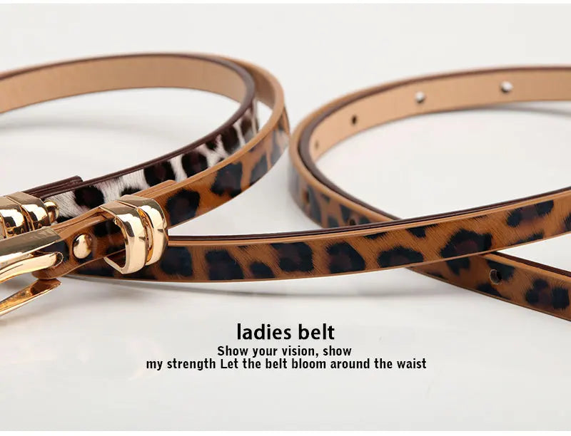 Leopard Print Belts for Woman Thin PU Belts Skirts Coat Decorative Waistbands Ladies Fashion Apparel Accessories Summer 2023 New