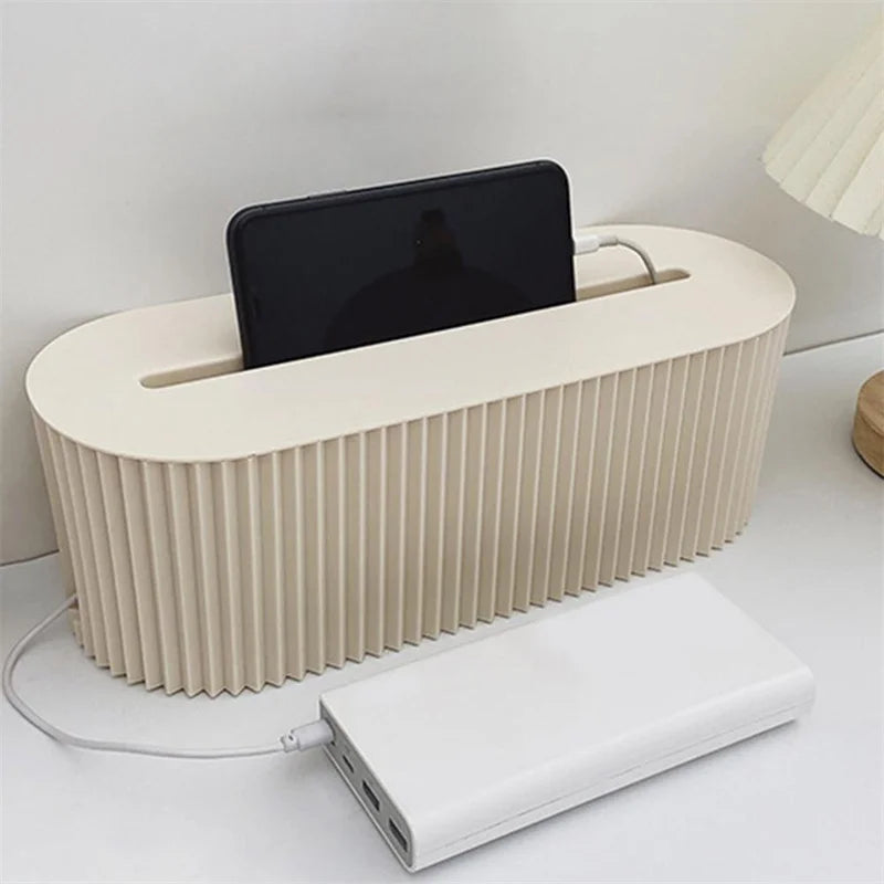 Cable Box With Cover Power Strip Wire Case Charger Socket Desktop Organizer Line Storage Box Power Board Wire Management