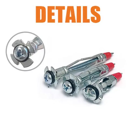 52PCS Galvanized Steel Anchor Screw Combination Kit 35mm 46mm 59mm Hollow Wall Drywall Anchors for Secure Fastening