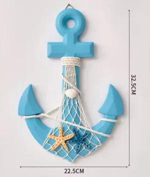 13"Nautical Wood Anchor Wall Art Decor Door Hanging Ornament Beach Theme Home Decoration Nautical Beach Wooden Anchor with Rope