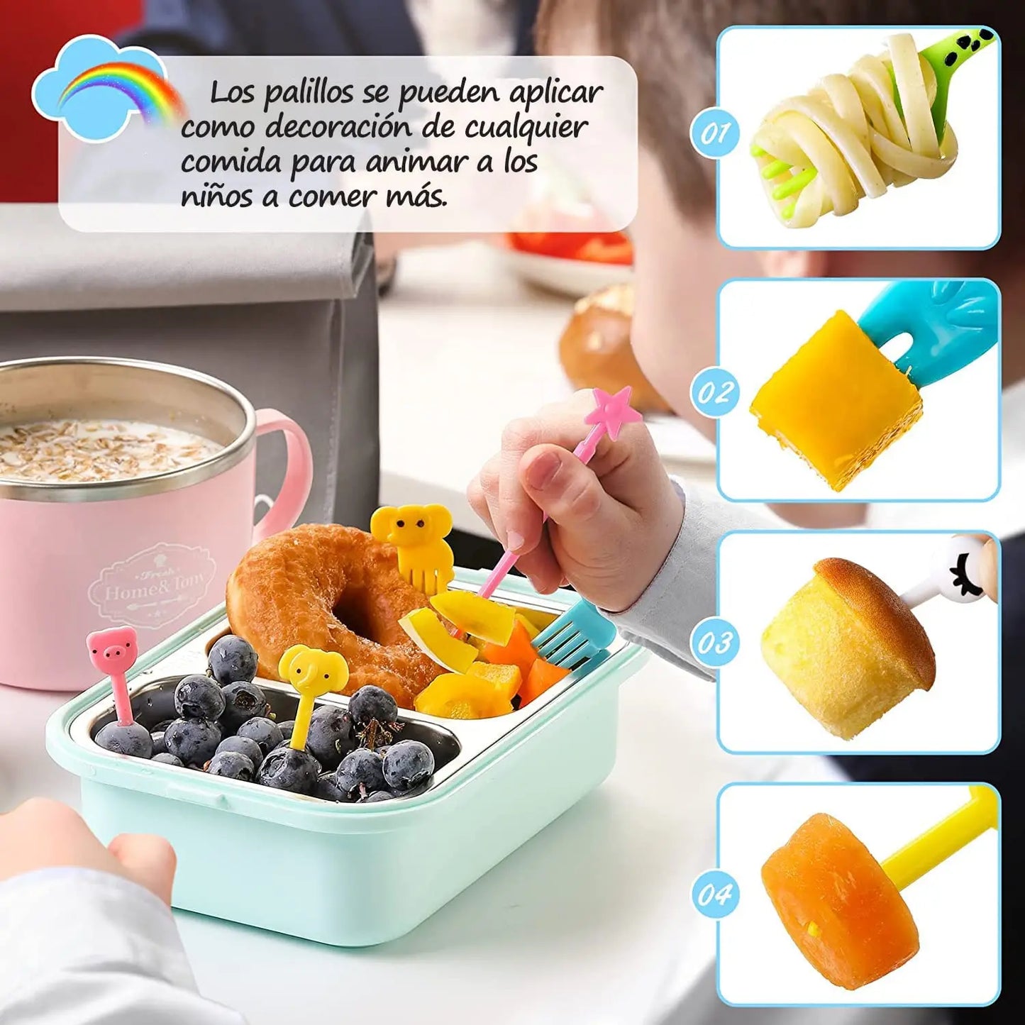 Cute Mini Animal Cartoon Food Picks Children Snack Cake Dessert Food Fruit Forks, Silicone Lunch Box Dividers