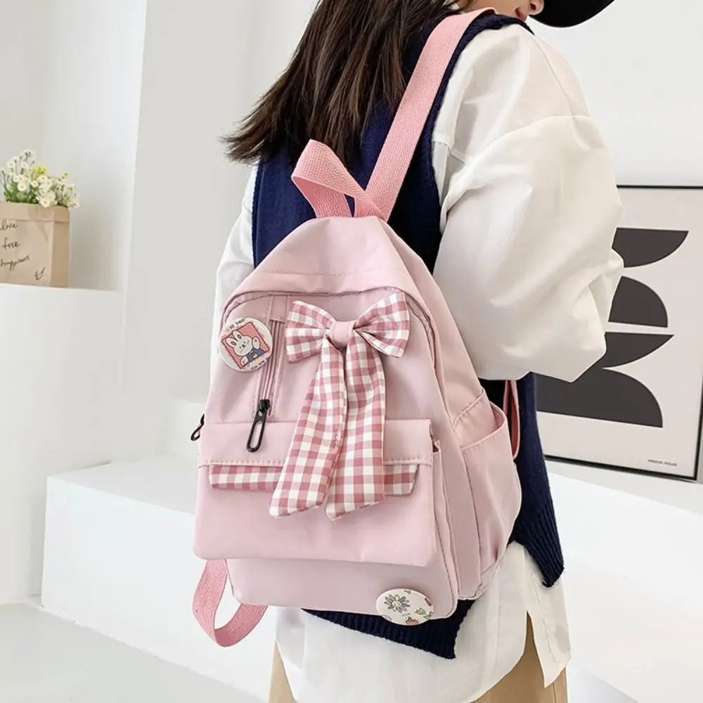 Fashion Bow Backpack Children's School Backpack Large Capacity Nylon School Bags Elementary School Book Bags Outdoor Travel Bag
