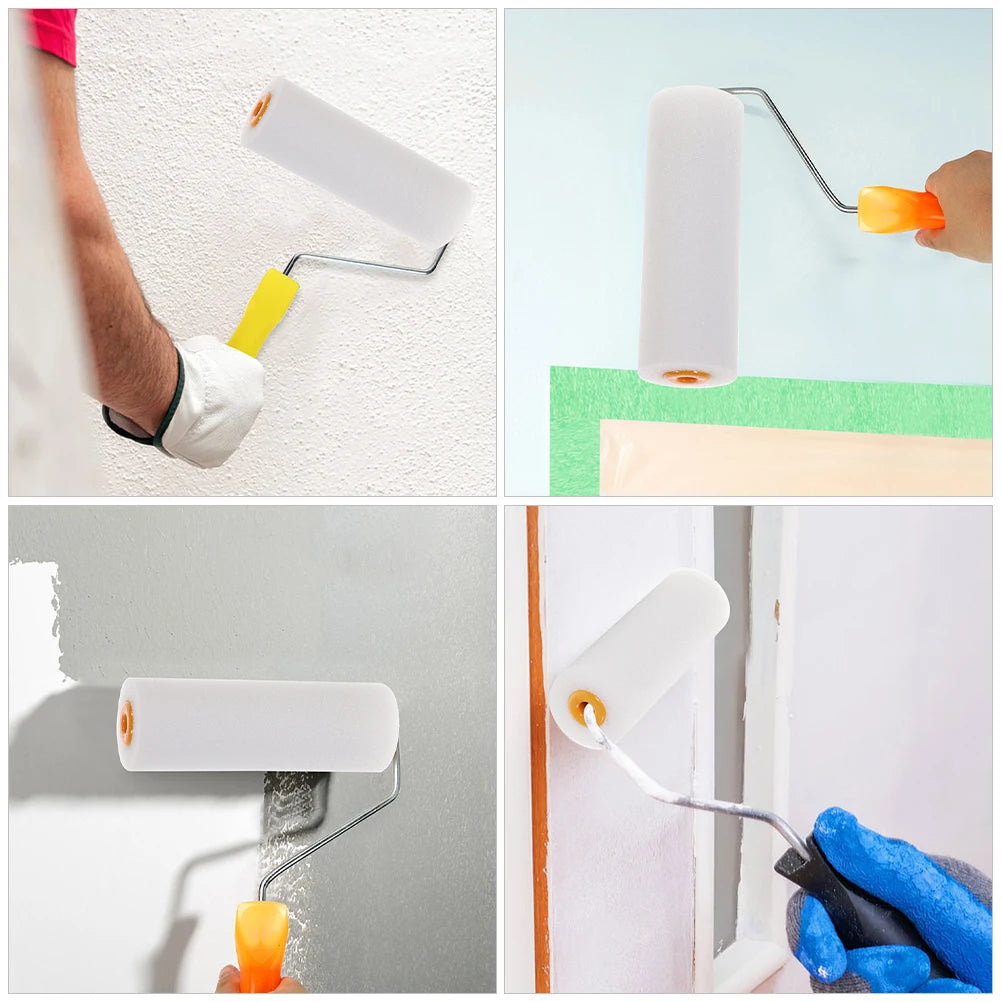 10 pcs 10.5cm Paint Rollers Covers Replacement Paint Rollers Frame Foam Paint Roller Sleeves Painting Brushes Handle