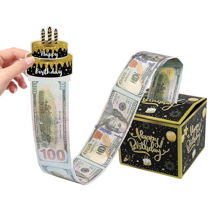 1pcs Birthday Cash Pull Gift Box Money Pulling Box Cash Gift Box Cash Black Money Clip Funny Surprise Birthday Cake Decor