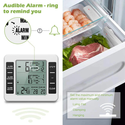 Digital Wireless Refrigerators Thermometer C/F Max Min Cordless Freezers Home Fridge Truck Temperature Sensor Monitor -40℃~60℃