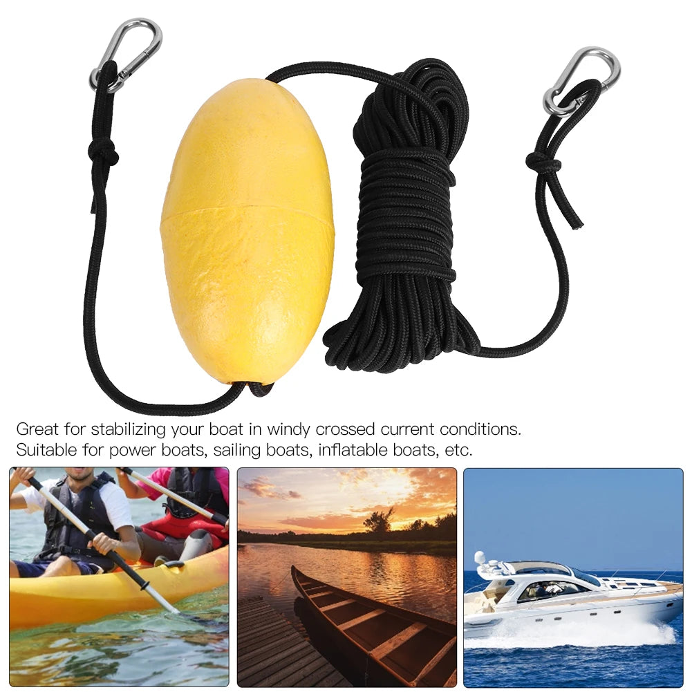 Drift Anchor 9.8m/32.2ft Fishing Drift Anchor Throw Line Sea Drogue Portable Float Buoy Accessory for Marine Boat Yacht Kayak