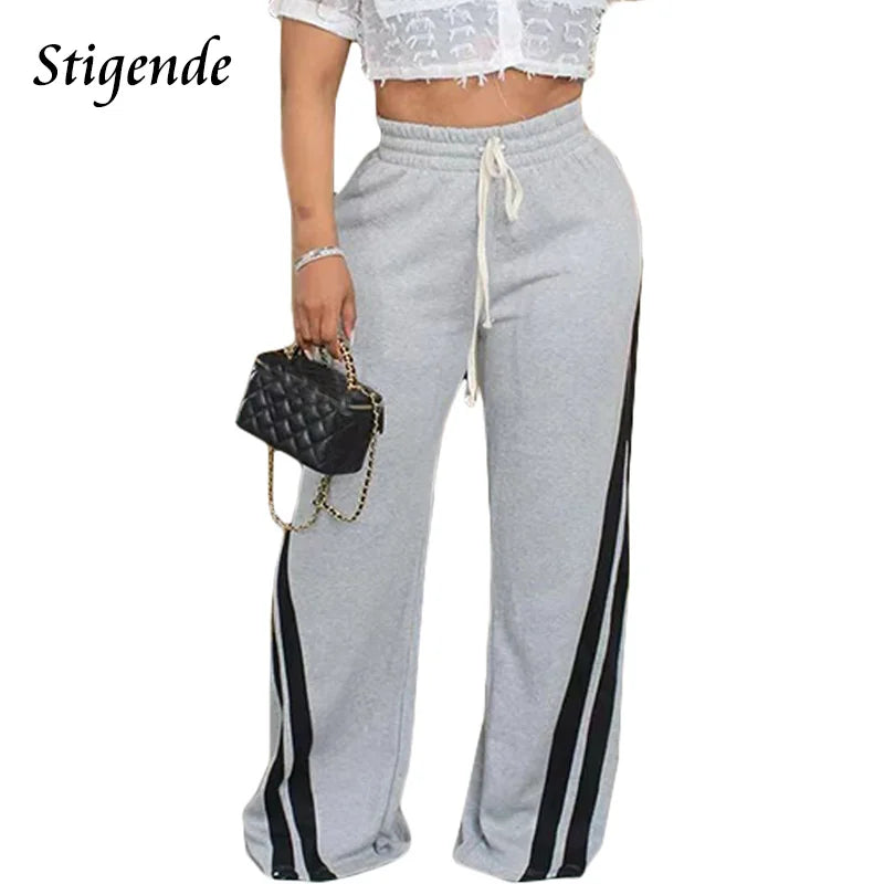 Stigende Wide Leg Joggers Sweatpants Women Drawstring Loose Palazzo Pants