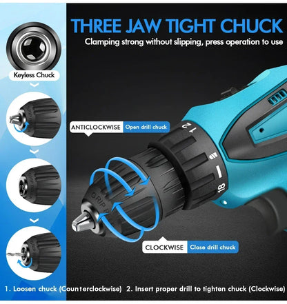 Rechargeable Lithium Battery Electric Hand Drill Electric Screwdriver Cordless Power Drills Home DIY Electric Drill