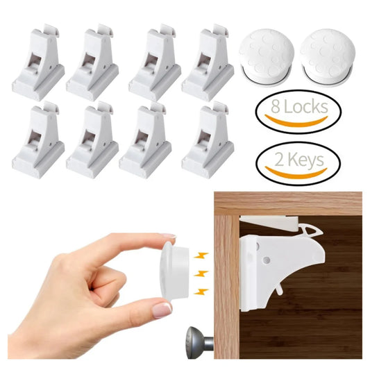 Magnetic Baby Safety Lock Self-adhesive Drawer Cabinet Door Invisible Induction Magnetic Limiter Baby Protection Cabinet Lock