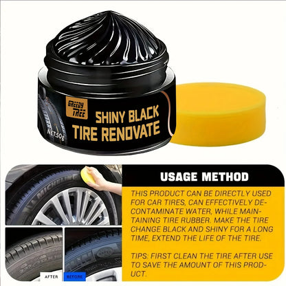 Tire Shine & Plastic Repair Paste - Removes Scratches/Oxid, Restores Shine for Tires/Trim with UV Protect, 5-Min Fix