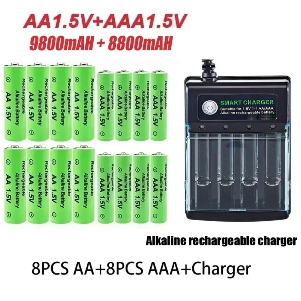 Original Rechargeable Battery 1.5V AA 9800mAh+AAA 8800mAh+Charger for Computer Clock Radio Video Game Digital Camera AA AAA