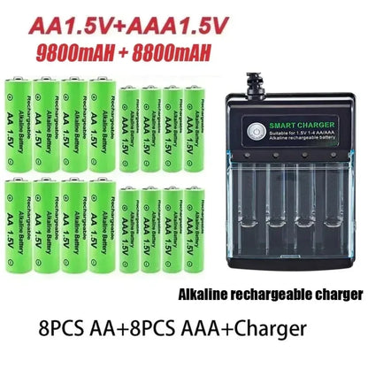 Original Rechargeable Battery 1.5V AA 9800mAh+AAA 8800mAh+Charger for Computer Clock Radio Video Game Digital Camera AA AAA