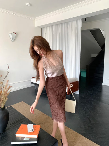 Casual Female Work Wear Office Shirts and Blouses Korean Basic Lace Shirts Women Vintage Clothing Chiffon Top