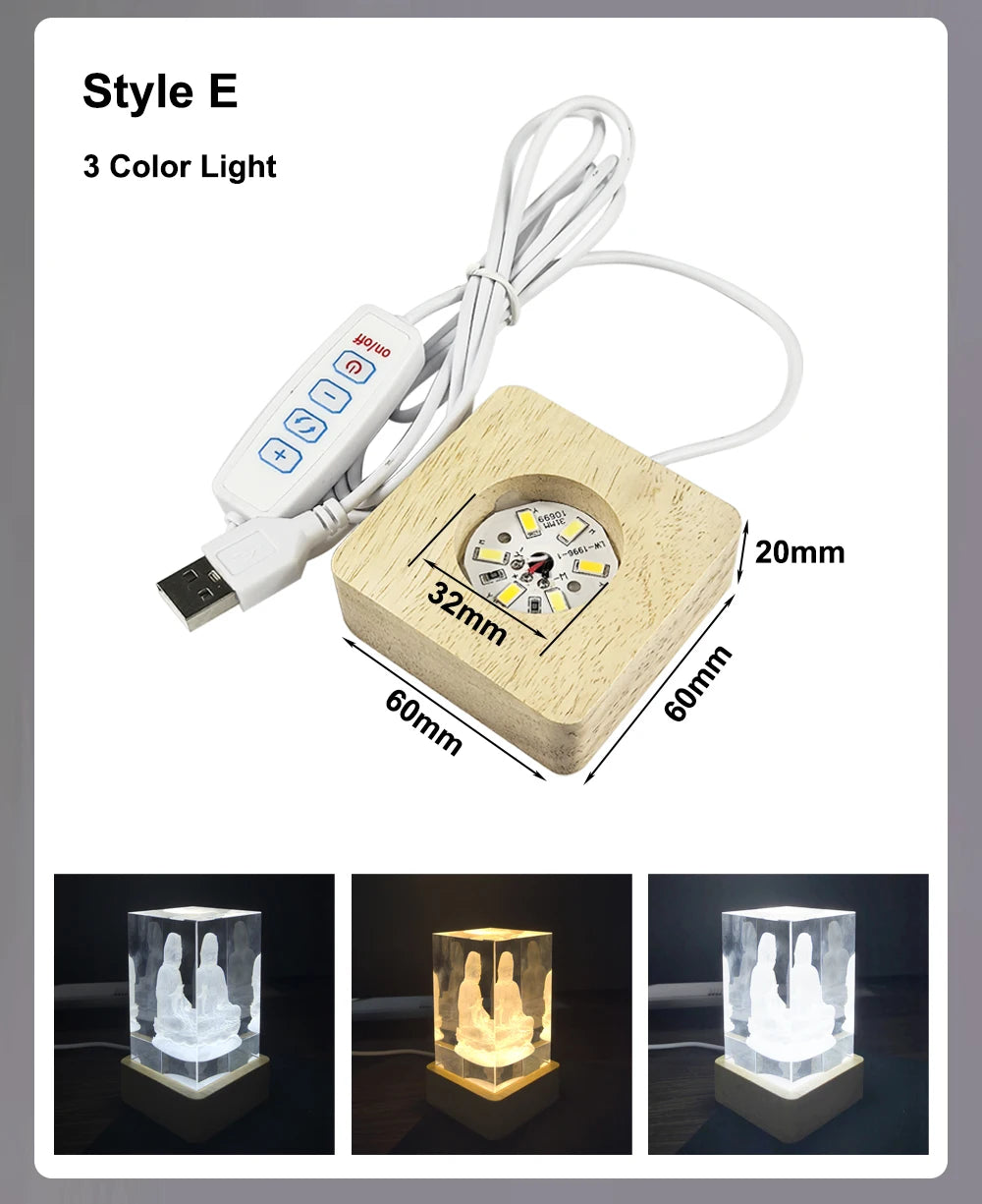 Wood Desktop Decorative Lights Light Base Night Light Wooden Led Usb Display Light Display Stand Lamp Holder Lamp Art Ornament