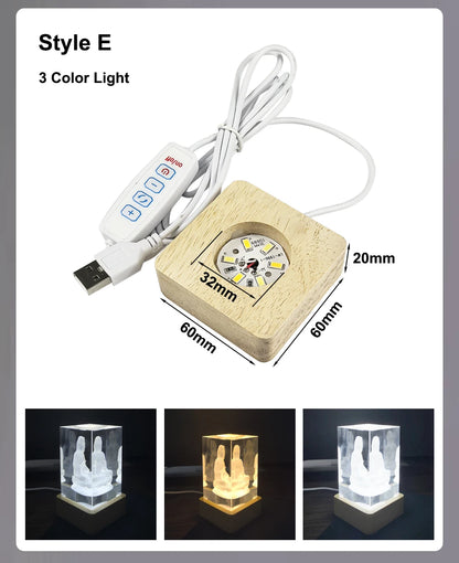 Wood Desktop Decorative Lights Light Base Night Light Wooden Led Usb Display Light Display Stand Lamp Holder Lamp Art Ornament