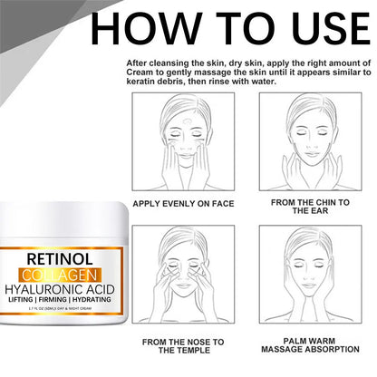 Hyaluronic Acid Retinol Collagen Face Cream Firming Creams Moisturizing Brightening Face Creams Beauty Facial Skin Care Products