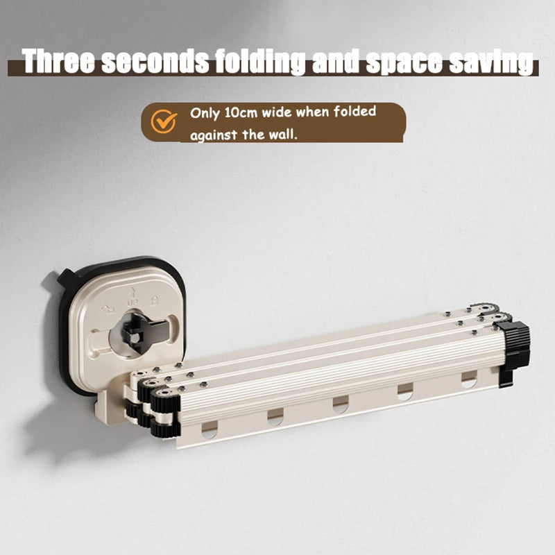 Retractable Clothes Hanger Wall Mounted No Punching Laundry Drying Rack Foldable Drying Racks Space Saving For Bathroom Balcony