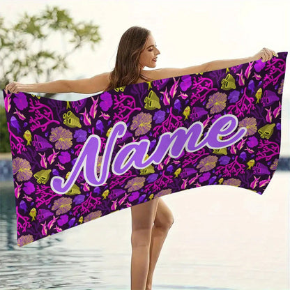 Customized Model - Personalized Name Beach Towel, Digital Printed Text Bath Towel - Universal for Adults and Kidsren, Super Absorbent, Quick Drying, Suitable for Swimming, Camping and Travel, a Best Christmas, Birthday Gift f