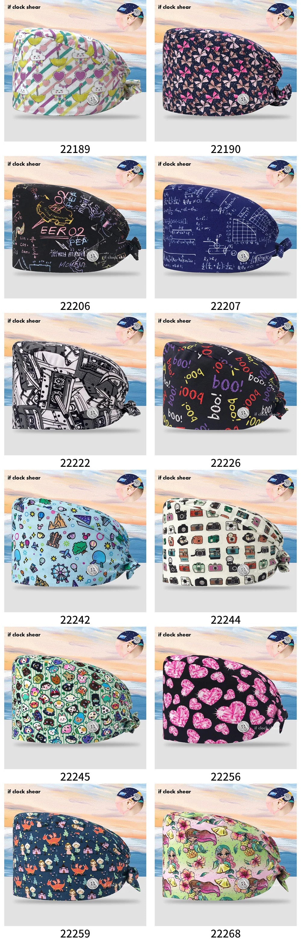 Printing Clinic Pharmacy Work Hat Dentistry Operating Room Doctor Scrubs Hats Adjustable Medical Nurse Accessories Surgical Caps