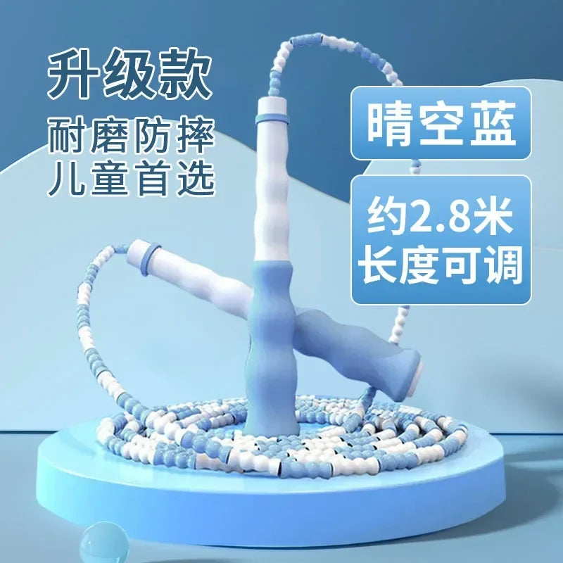 2.8m Soft Beads PVC Cord Silicone Skip Rope for Baby Kids Girls Exercise Fitness Jump Rope Adjustable Bamboo Beaded Jumping Rope