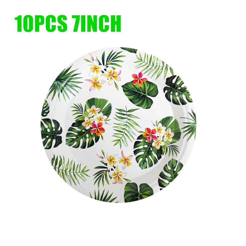 Hawaii Party Decorations Disposable Tableware Hawaii Summer Tropical Party Supplies Flamingo Aloha Birthday Party Decoration