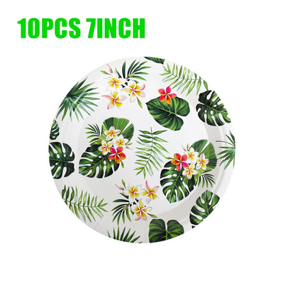 Hawaii Party Decorations Disposable Tableware Hawaii Summer Tropical Party Supplies Flamingo Aloha Birthday Party Decoration