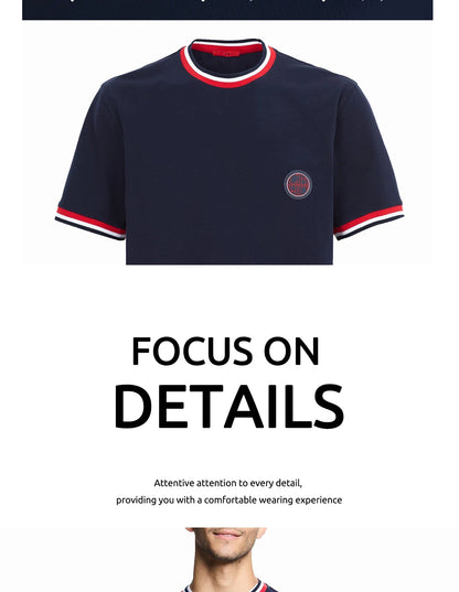 Mens T Shirts Cotton Mens Casual Short Sleeve Solid Stripe O Neck Soft T-Shirts Basic 2025 Men's Loose Fit Tee Shirt Tops