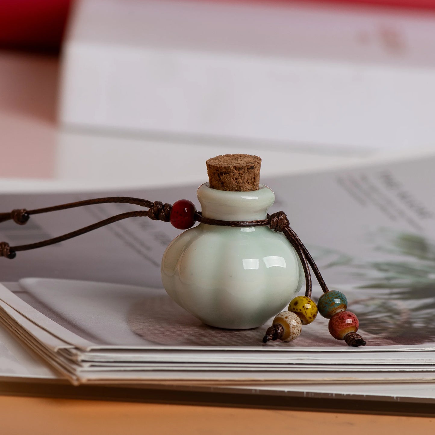 Handmade Ceramic Perfume Bottle Pendant Essential Oil Diffuser Artisan Craft Jewelry