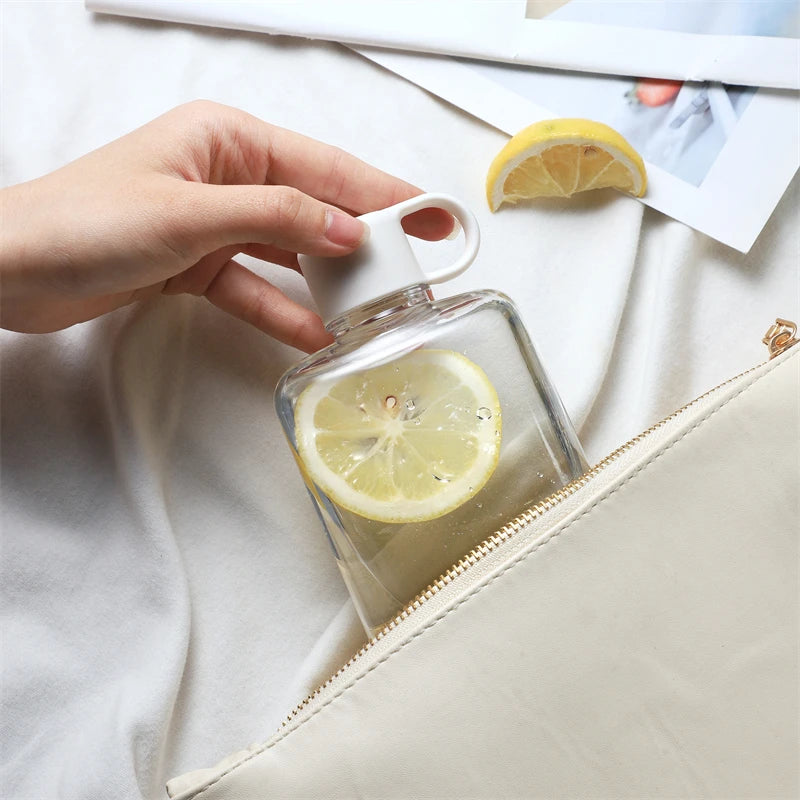 Water Botlte Flat Bpa Free Sport Clear Plastic Crystal Drinks Kettle Notebook Milk Juice Transparent Drinkware Birthday Gift