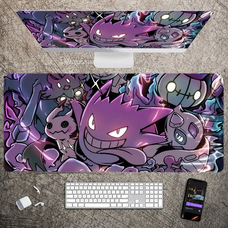 MINISO P-Pokemon-Gengar Grande Mousepad Large Gaming Mouse Pad Lock Edge Thickened Computer Keyboard Table Desk Mat