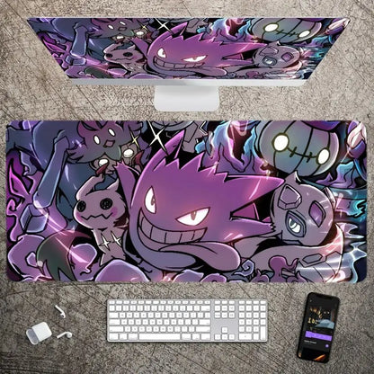 MINISO P-Pokemon-Gengar Grande Mousepad Large Gaming Mouse Pad Lock Edge Thickened Computer Keyboard Table Desk Mat