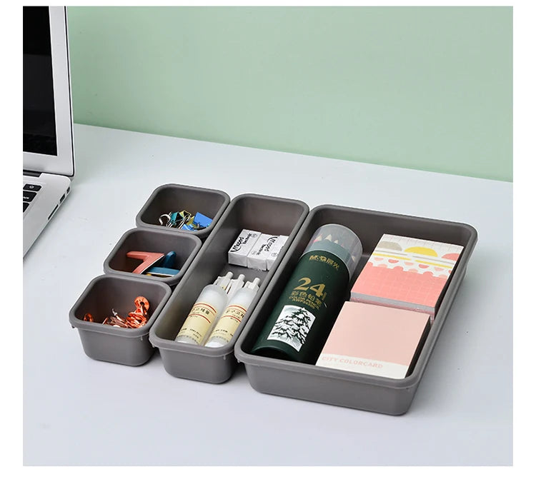 8pcs/set Adjustable Drawer Organizer Box Trays Make Up Cosmetics Sundries Divider Holder Kitchen Bathroom Closet Jewellery Box