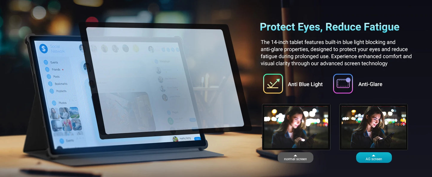 Latest  Large Screen 14 Inch Tablet Pc Android 14 tablet 16+512GB Phone Call BT 5G WiFi Pad For Educational/Sheet music/Kitchen