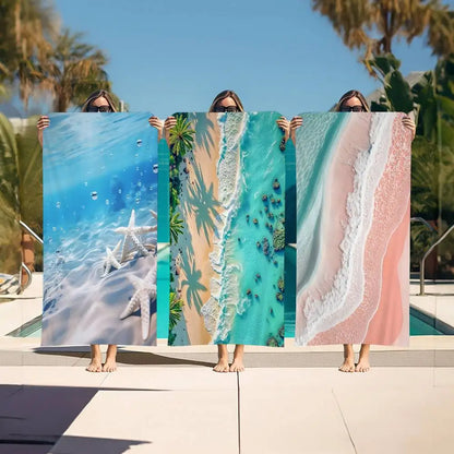 Beach Ocean Wave Anime Beach Swimming Towel Soft Absorbent Washcloth Children's Gifts For Kids Travel Camping Gym