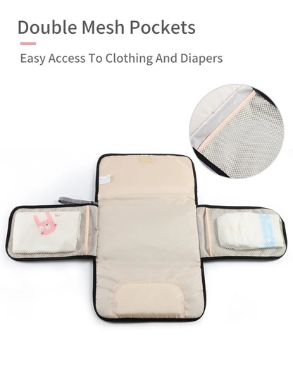 Portable Baby Changing Mat Infant Multifunction Diaper Changing Pad Newborn 2 IN 1 Waterproof Changing Pad Cover Storage Bag
