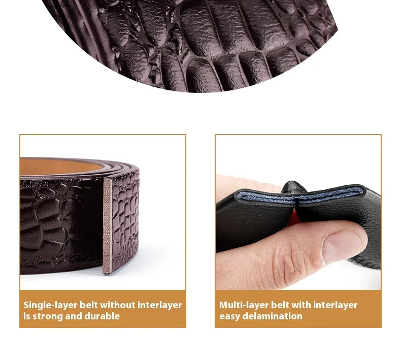 Leather material waistband. Single belt, crocodile pattern belt, casual waist belt, 3.5cm belt