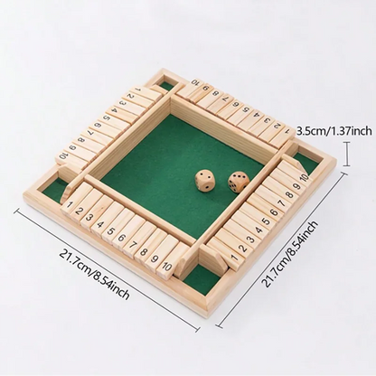 Classic 4 Sided Wooden Board Game With 2 Dice And Shut-The-Box Instructions, Classics Tabletop Version And Pub Board Game