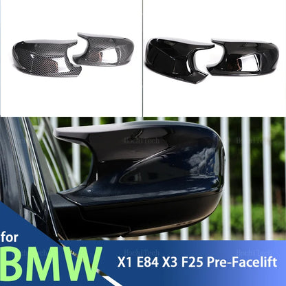 M Style Look Rearview Mirror Cover Cap Carbon Fiber Look Black for BMW  X3 F25 X1 E84 Pre-LCI 2010 2011 2012 2013 Case