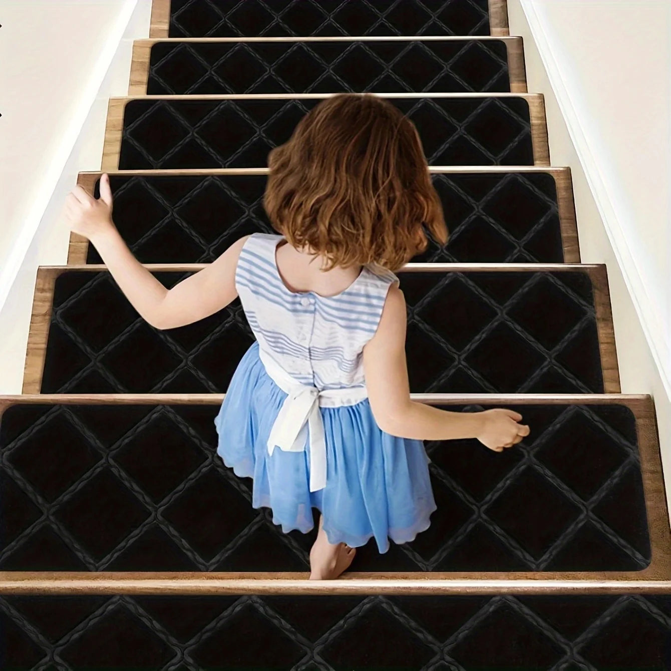 1pc-Anti slip stair mat, washable carpet with self-adhesive tape to prevent stair cover mat from moving