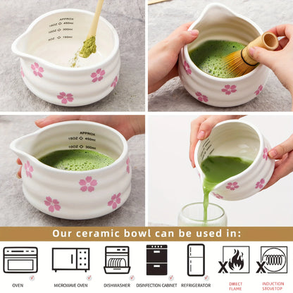 5PCS Matcha Stirrer Set Gift Box Sakura Patterned Matcha Bowl Japanese Matcha Tea Ceremony Perfect Matcha Kit