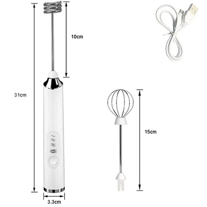 Electric Foamer Mixer Whisk Beater Stirrer 3-Speeds Coffee Milk Drink Frother USB Rechargeable Handheld Food Blender Whisk