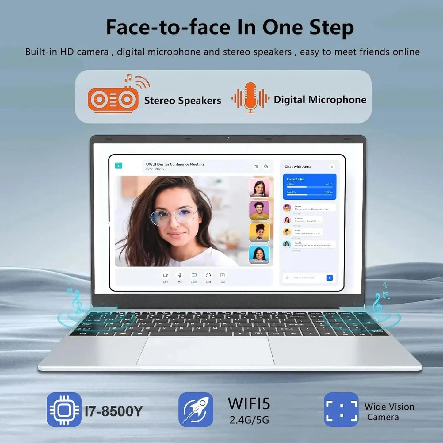 2025 Laptop Computer Windows 11 Pro Intel Core i7 8500Y 16GB RAM 1TB 2TB SSD Computer PC 15.6" Fingerprint Unlock Notebook Gamer