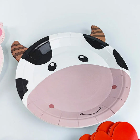 Farm Birthday Party Supplies Animal Farm Paper Plate Pig Sheep Chicken Horses Cows Shape Dinnerware Farm Animal Party Decoration