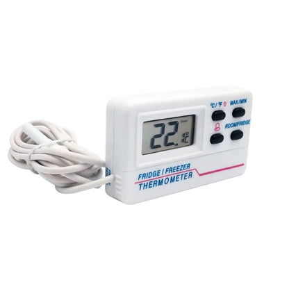 Digital Refrigerator Thermometer Indoor Outdoor Fridge Freezer Thermometer with 2 Sensor and Alarm for Home Restaurant