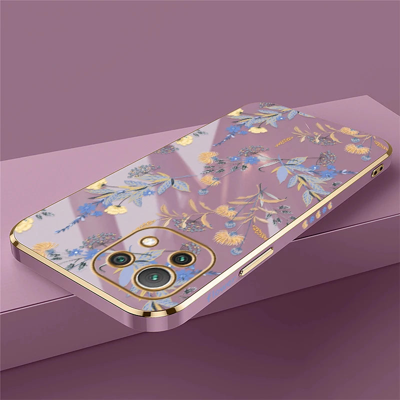 Shockproof Phone Case For Xiaomi Mi 13 13T 14T 14 Pro 12T 11i 2021 11X Pro 12 11 Lite 5G NE Flower Silicone Soft Plating Cover