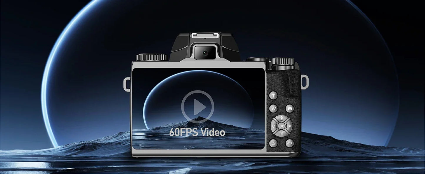 4K DSLR Cameras for Photography 64MP WiFi Auto Focus YouTube Vlogging Video Cameras 60FPS Livestream Camcorder 4" Touch Screen